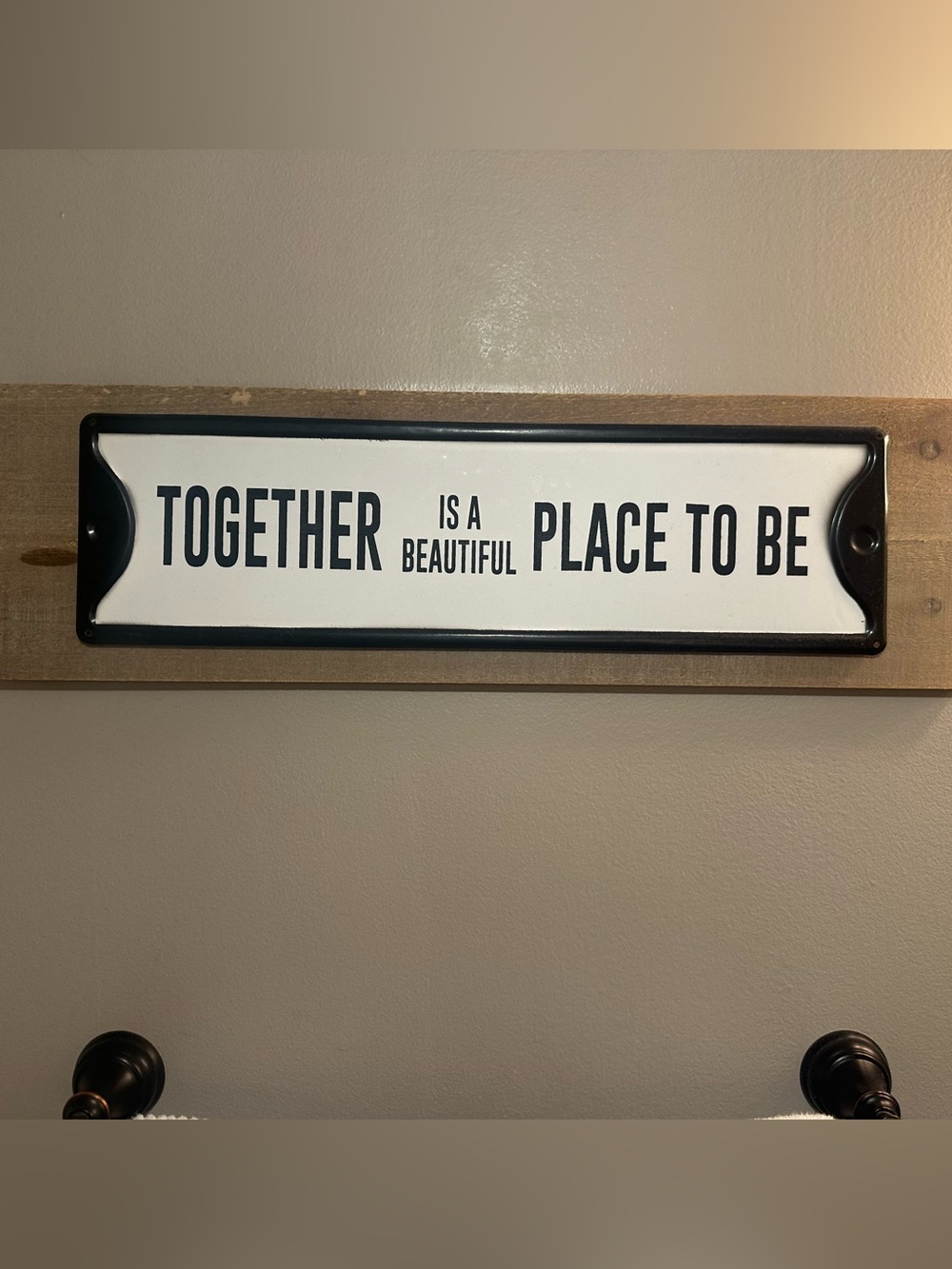"Together is a Beautiful Place to Be" Framed Wall Sign - Black & White